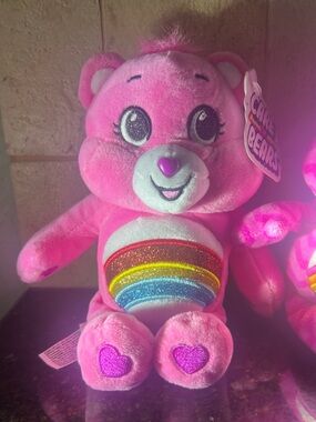 Care Bears Pink Plush Rainbow Belly Stuffed Toy set of 2
